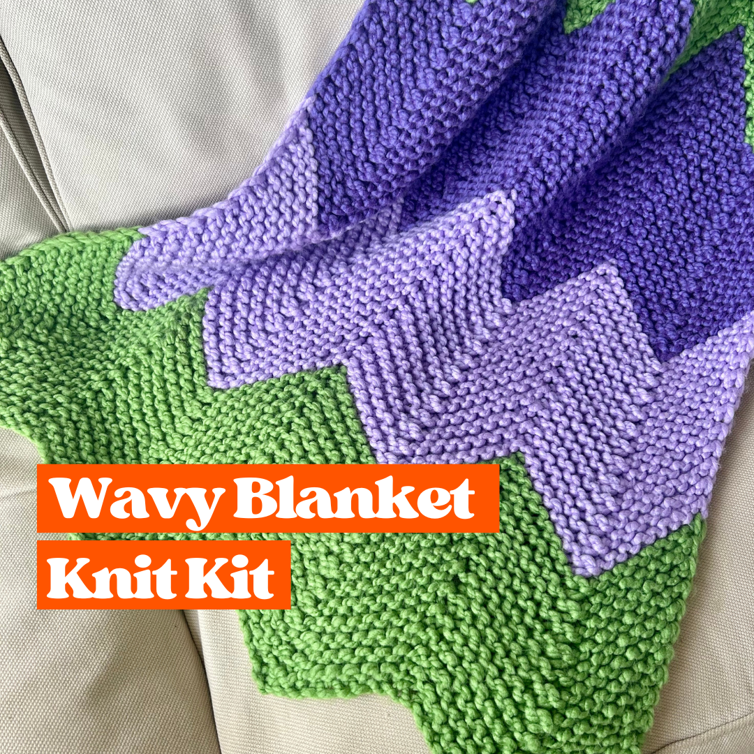 Merino wool chunky wavy blanket knitting kit