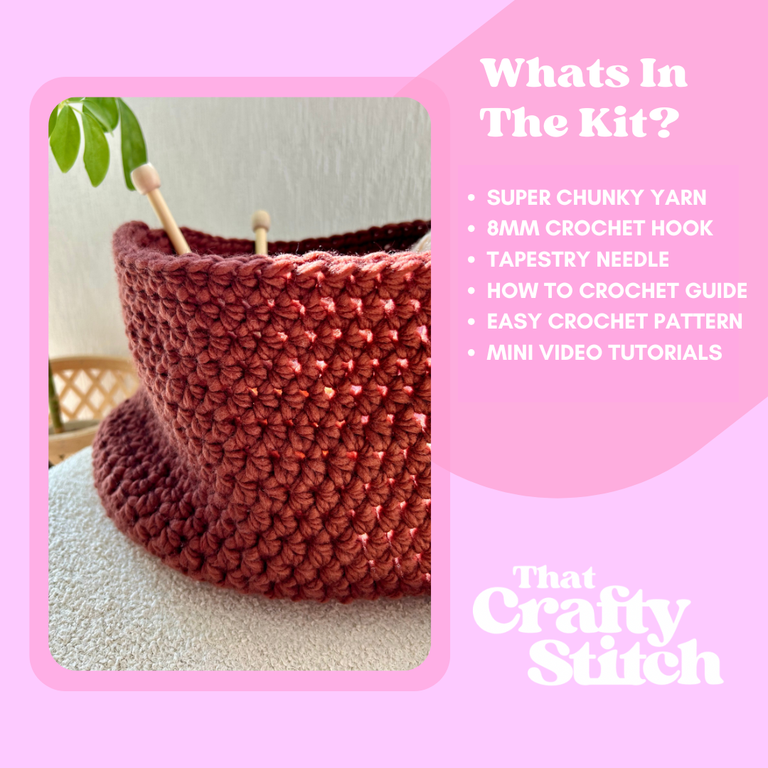 beginner friendly crochet kit - basket bag - learn how to crochet