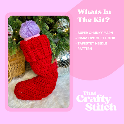 crochet stocking kit | beginner crochet | chunky stocking | christmas