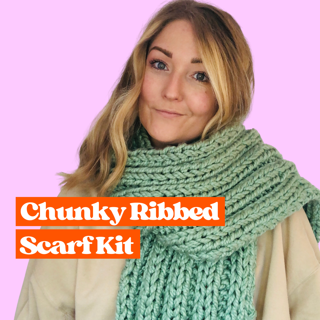 KNITTING KIT Chunky Ribbed Stitch Scarf Beginner Friendly That