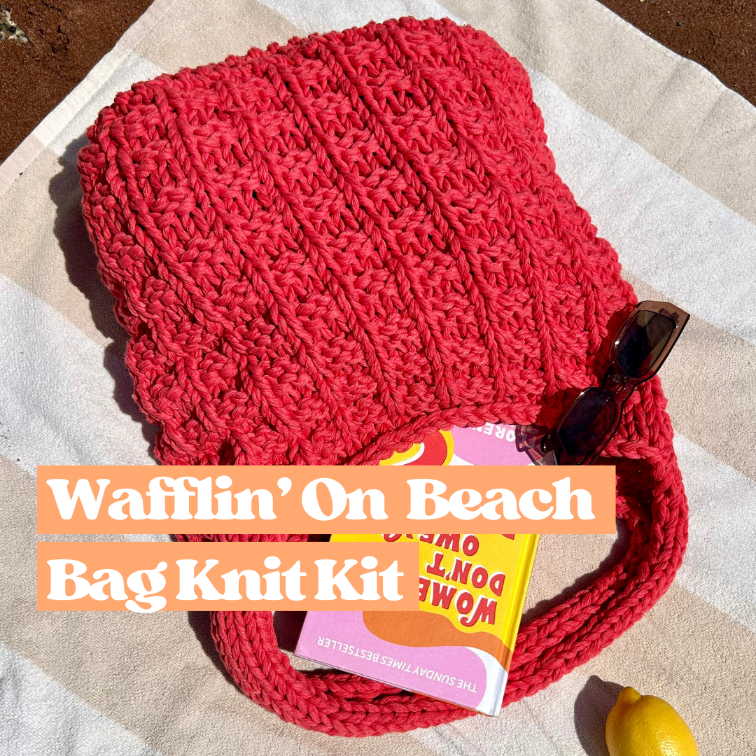 100% recycled chunky cotton beach bag knitting kit | beginner friendly knitting kit | cotton beach bag