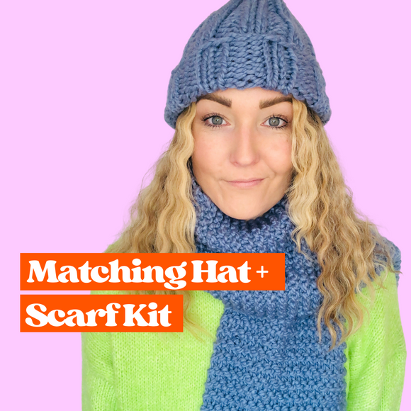 scarf and beanie knitting kit