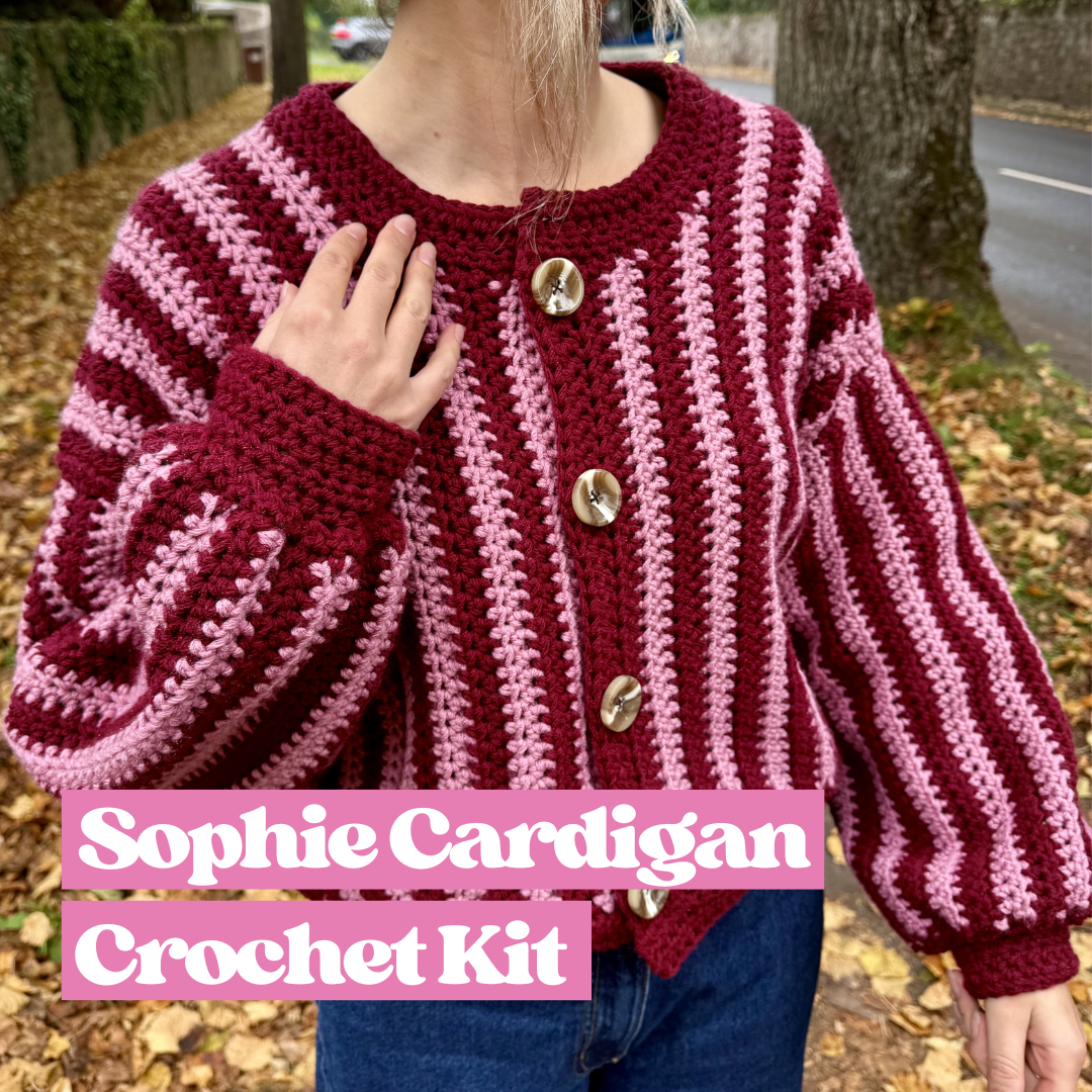 Sophie Cardigan crochet kit | stripe crochet cardi kit | chunky cardigan kit