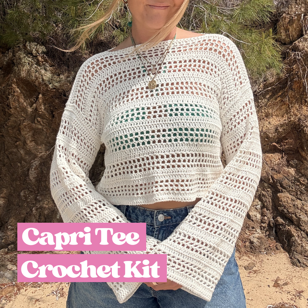 Capri Tee Crochet Kit | Beginner friendly crochet kit | summer top crochet kit | DIY crochet kit