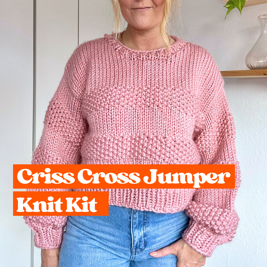 wool blend chunky seed stitch jumper knitting kit 