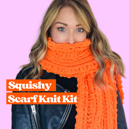 chenille scarf knitting kit - beginner friendly