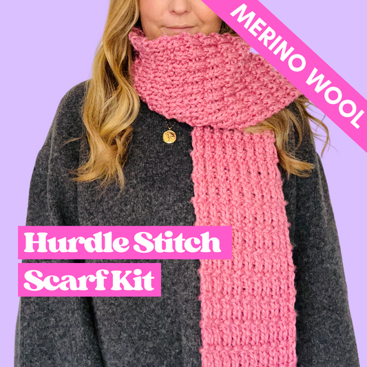 Merino beginner friendly scarf knit kit