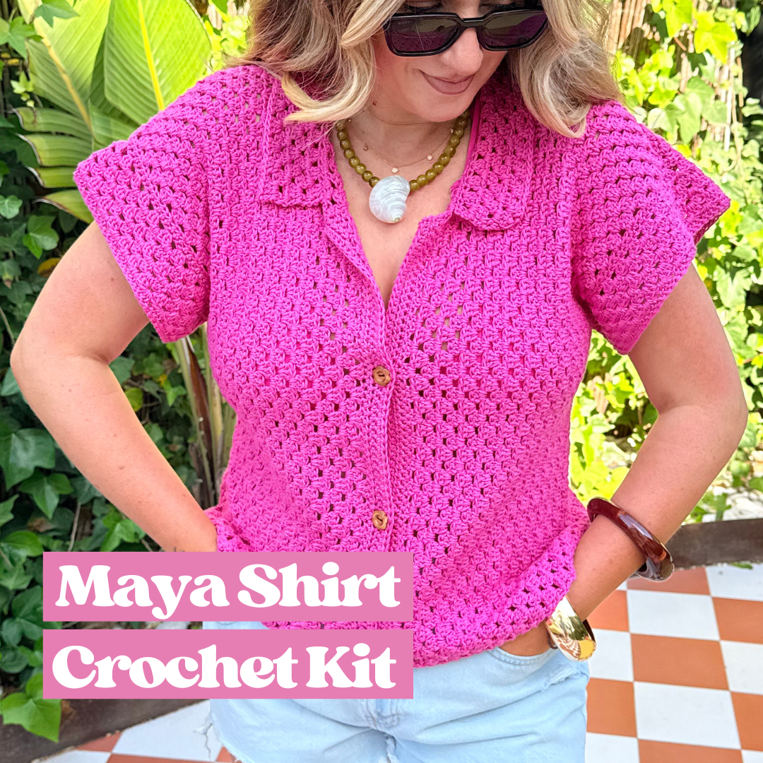 The Maya Shirt | crochet summer shirt kit | complete crochet kit | Crochet shirt kit