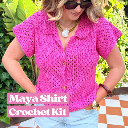 The Maya Shirt | crochet summer shirt kit | complete crochet kit | Crochet shirt kit
