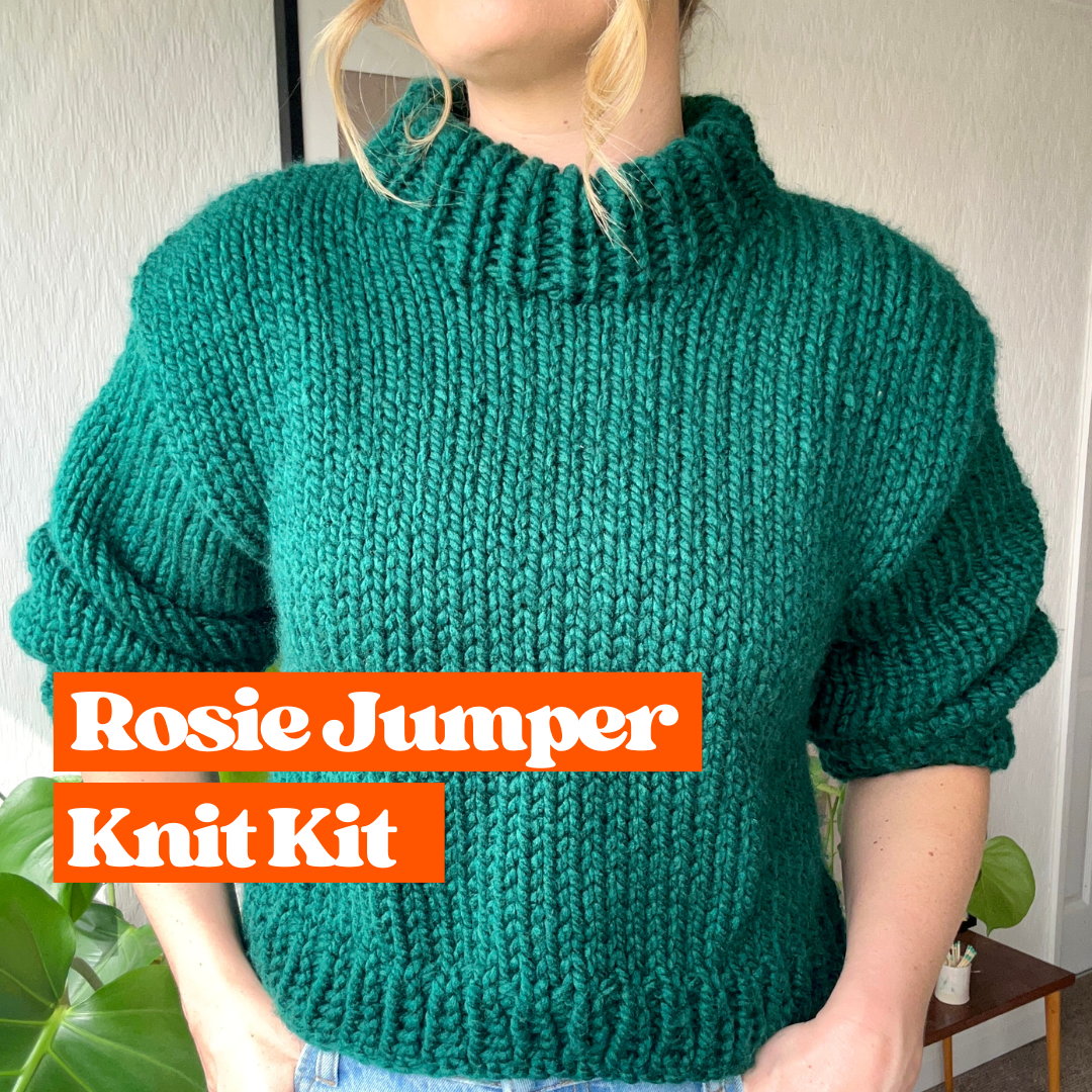 chunky jumper knitting kit | cropped length jumper | super chunky knit kit | beginner friendly