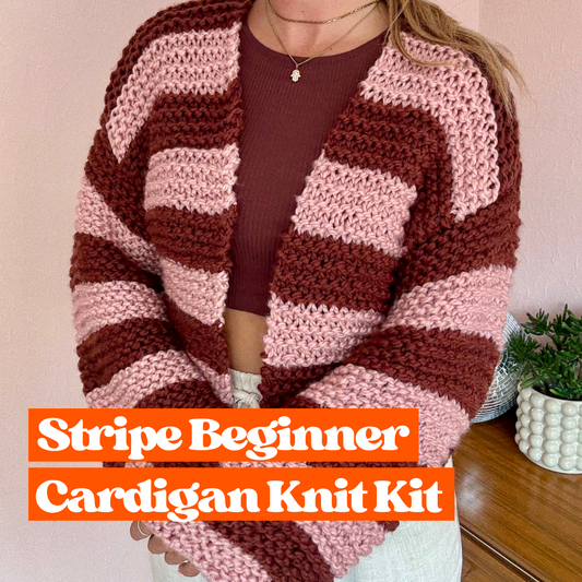 Stripe Beginner cardigan knitting kit | easy cardigan knit kit | chunky cardigan kit | beginner friendly 