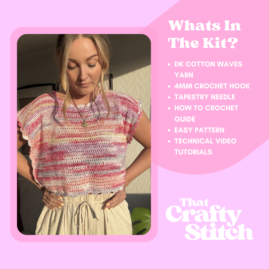 Hallie tee - summer crochet kit | DIY crochet kit | beginner friendly 