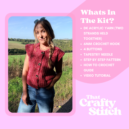 Sophie Button Tank Top Crochet Kit | DK crochet kit | complete DIY crochet kit | Autumn