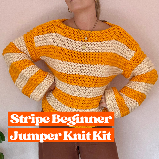 Stripe beginner jumper knitting kit | beginner friendly knit kit | stripe chunky jumper