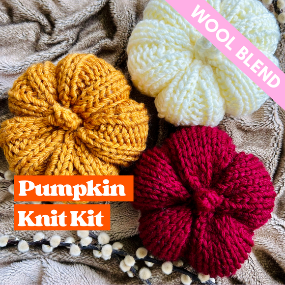 Knitting Kit - Pumpkins - Wool Blend