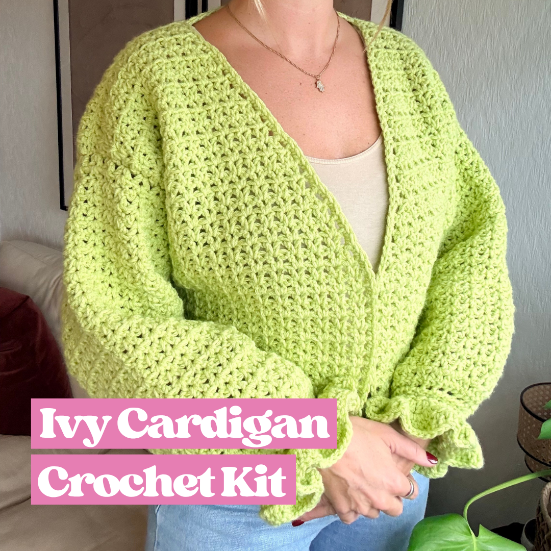 Ivy cardigan crochet kit | cardigan crochet kit | crochet gift set | easy crochet cardigan | how to crochet | DIY crochet kit