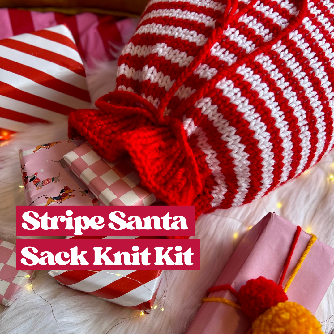 stripe santa sack knitting kit