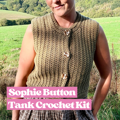 The Sophie button Tank Top | Crochet kit | autumn crochet kit | DIY crochet tank top