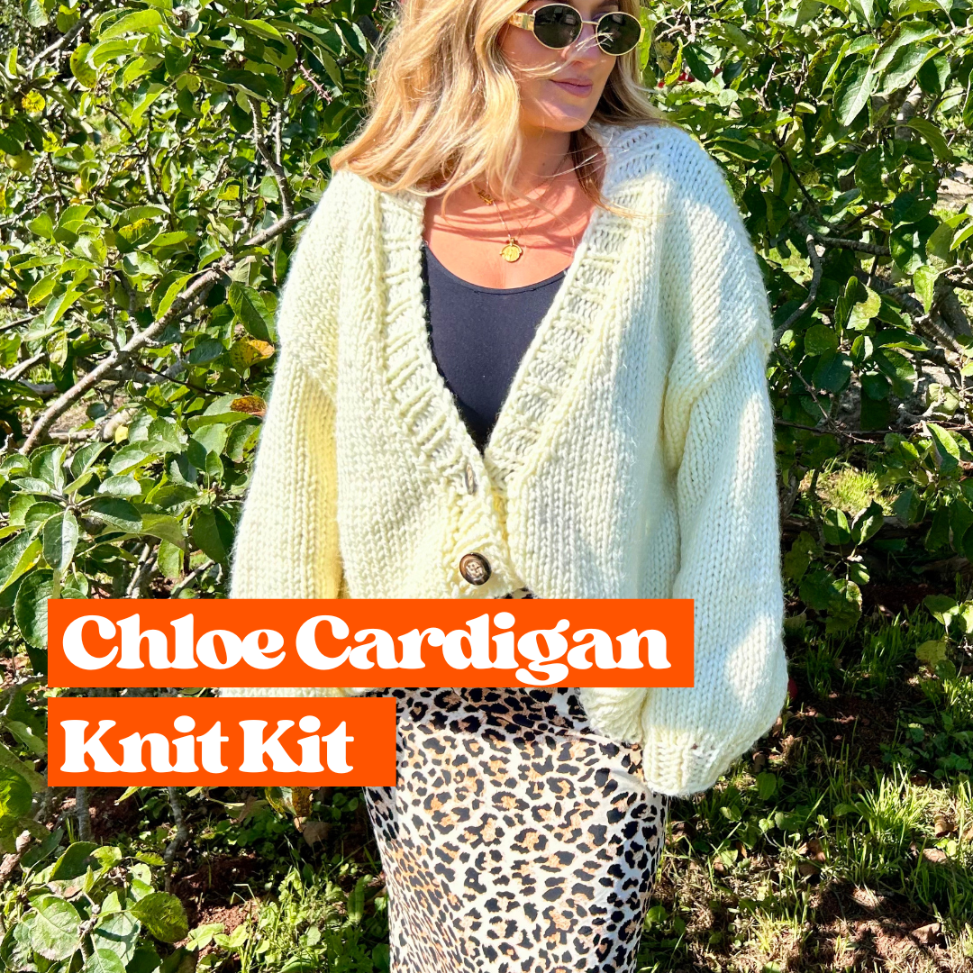 Chloe cardigan knit kit | chunk v-neck cardigan knitting kit | beginner friendly 