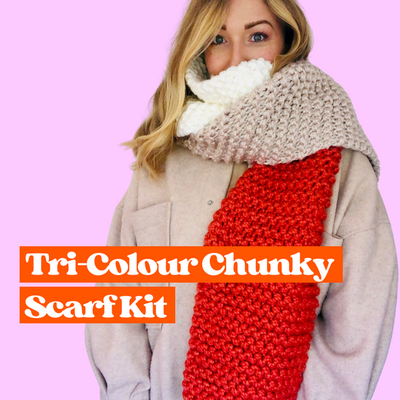 chunky triple colour scarf