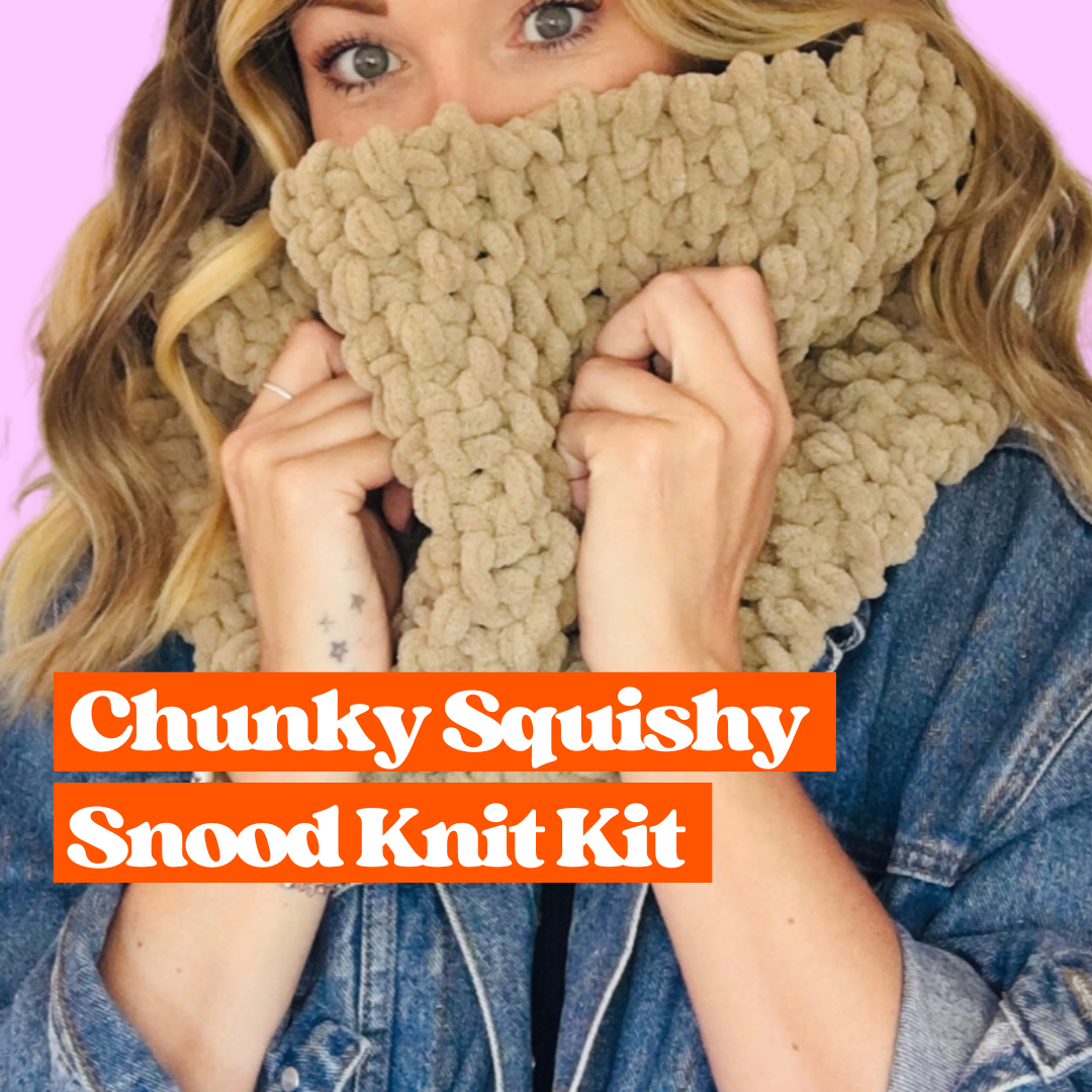 chenille super chunky snood knitting kit - seed stitch