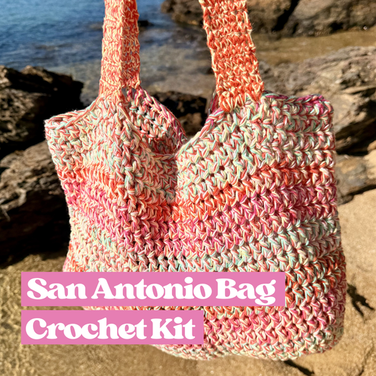 Crochet beach bag kit | beginner friendly crochet kit | double knit crochet bag | DIY kit