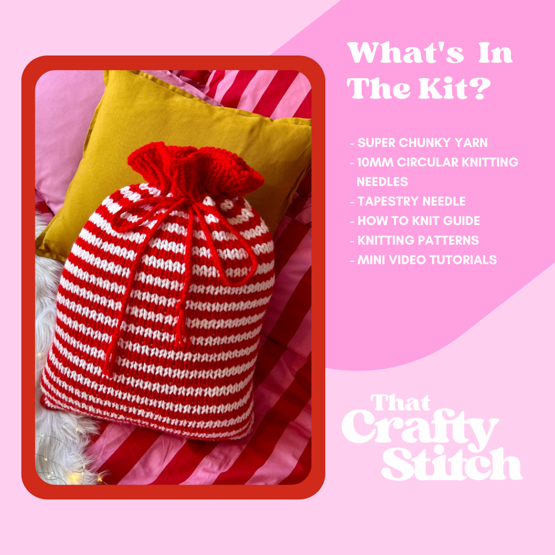 stripe santa sack knitting kit