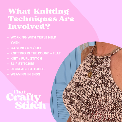 Tori tank top knitting kit | DK cotton knit kit | confident beginner knit kit | summer top knitting kit