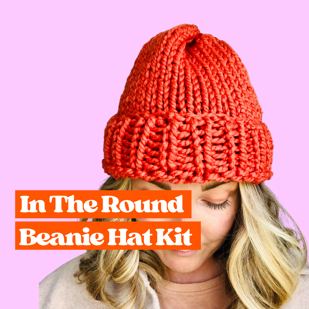 in the round beanie knit kit