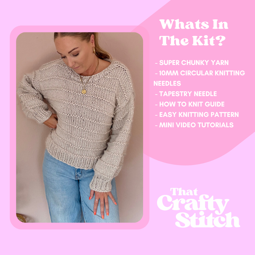 The Ella Jumper knitting kit| chunky jumper knit kit | beginner friendly | DIY knitting kit | sweater knit kit