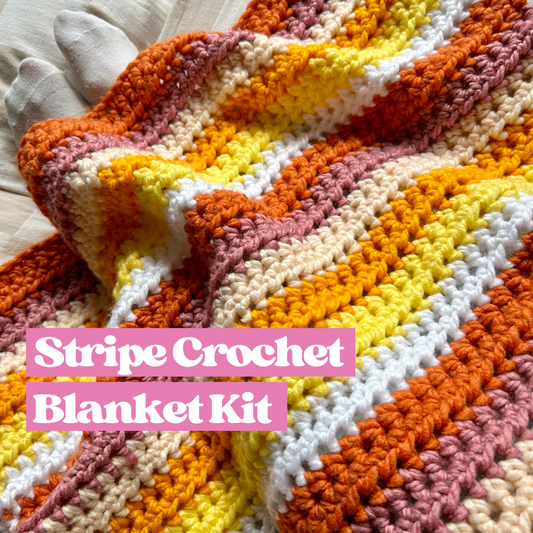 stripe crochet blanket kit | beginner friendly blanket kit | learn how to crochet