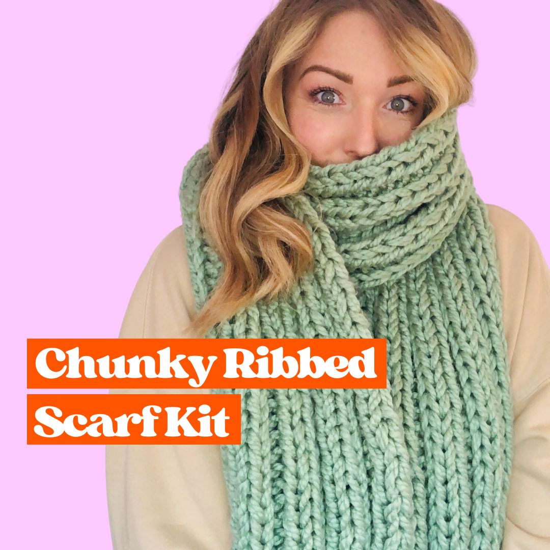 chunky ribbed scarf knit kit