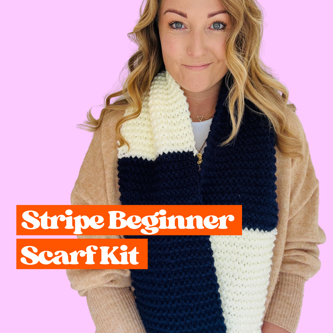 Beginner stripe scarf knit kit