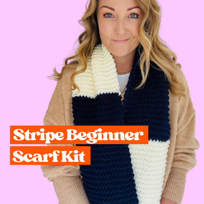 Beginner stripe scarf knit kit