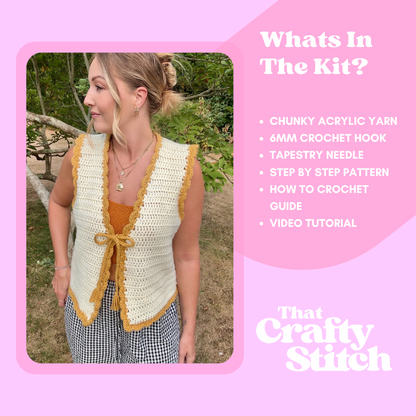 Crochet kit - The Hallie Tie Front Top | Chunky crochet project | full DIY crochet kit | autumn crochet | beginner friendly 