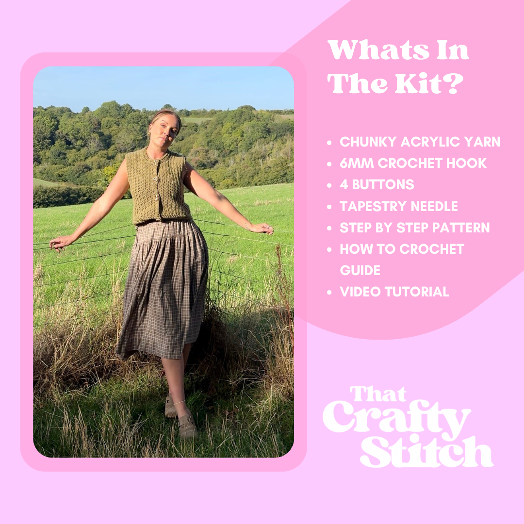 The Sophie button Tank Top | Crochet kit | autumn crochet kit | DIY crochet tank top