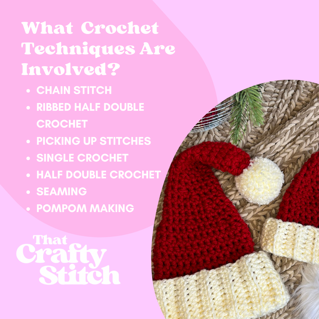 Crochet Santa hat kit, chunky crochet Santa hat