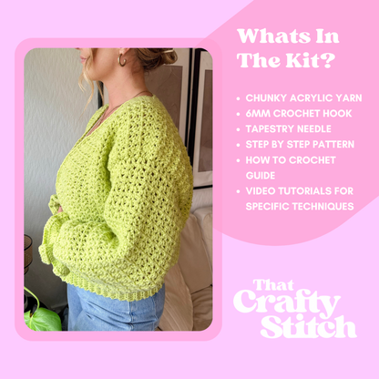 Ivy cardigan crochet kit | cardigan crochet kit | crochet gift set | easy crochet cardigan | how to crochet | DIY crochet kit
