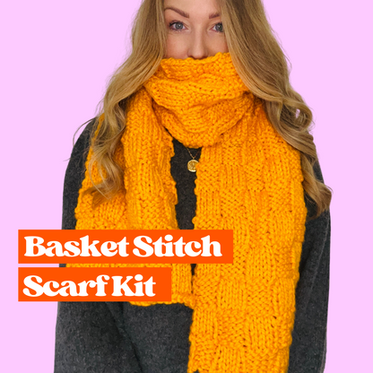 basket stitch chunky knit scarf kit