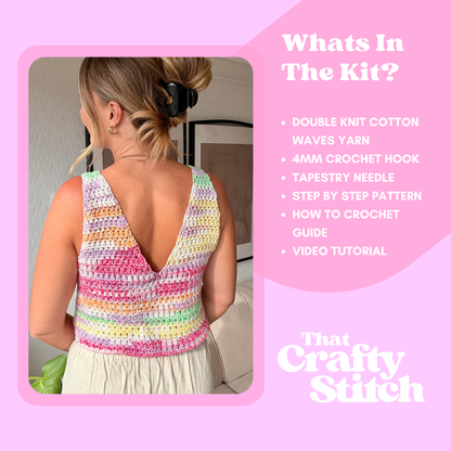 Mabel Cami Cotton Waves Crochet Kit | summer crochet kit | DIY crochet kit