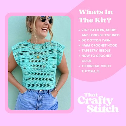Capri Tee Crochet Kit | Beginner friendly crochet kit | summer top crochet kit | DIY crochet kit
