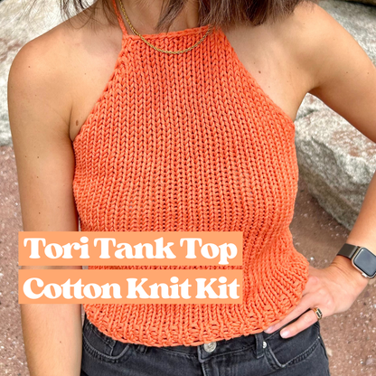 100% recycled chunky cotton knitting kit | Tori tank Top Summer Knit Kit | Beginner friendly knitting kit