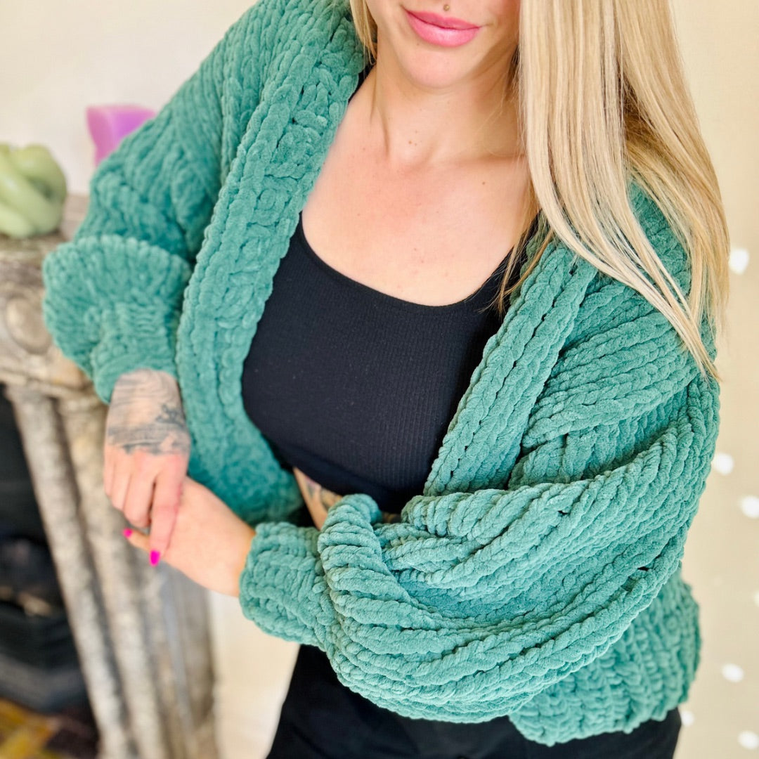 KNITTING PATTERN Chenille Cardigan Digital Download That Crafty Stitch