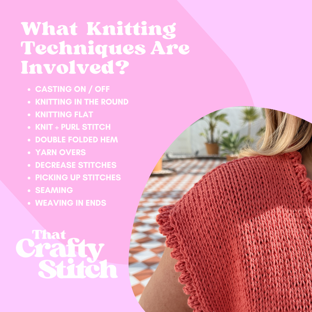 The Maddie Tee - Summer knit pattern | double knit cotton tee pattern | digital knitting pattern | intermediate level knit