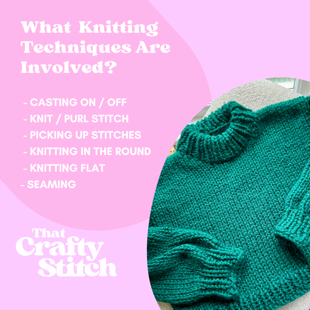 chunky jumper knitting kit | cropped length jumper | super chunky knit kit | beginner friendly