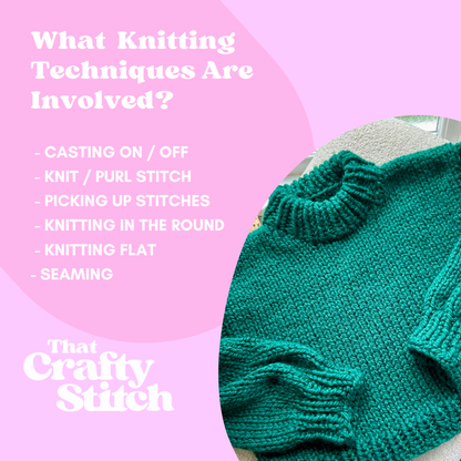 chunky jumper knitting kit | cropped length jumper | super chunky knit kit | beginner friendly