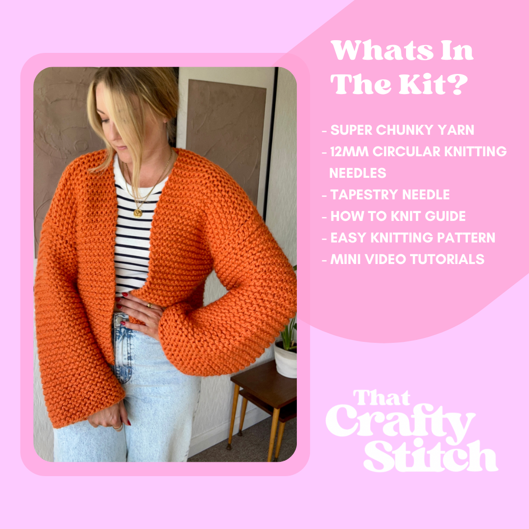 Beginner Cardigan Knitting Kit | easy cardigan kit | beginner friendly | super chunky cardigan kit