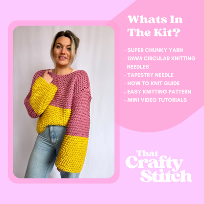 easy beginner jumper knitting kit - what's in the kit
