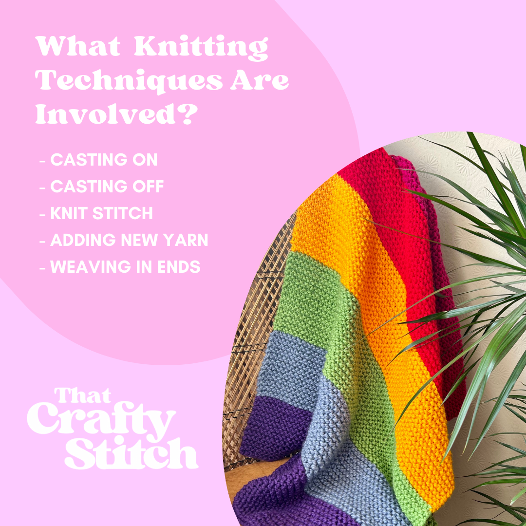 rainbow striped blanket knit kit