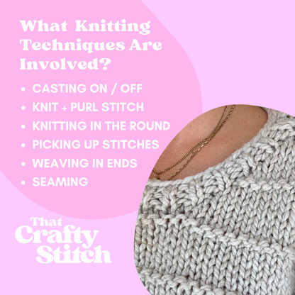 The Ella Jumper  | Chunky knit jumper | chunky sweater | hand knit | beginner friendly | knitting kit or digital pattern